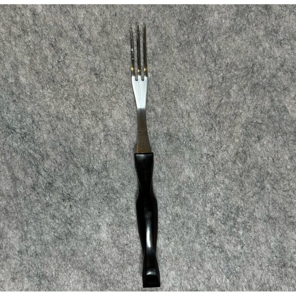 Vintage Cutco 1726 Turning 3 Prong Fork Dark Brown Swirl/Black Handle 11"